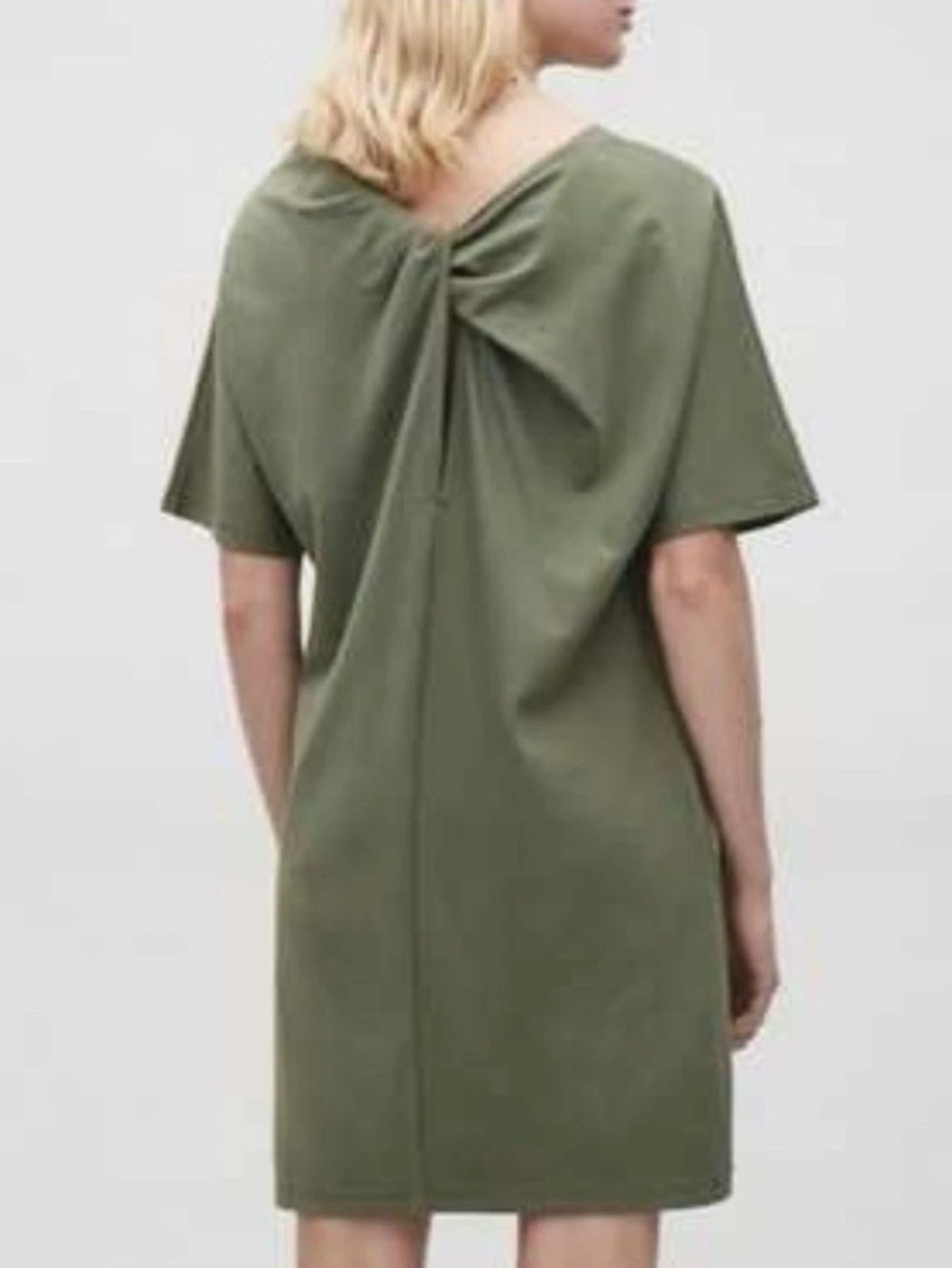 COS Olive Green Tee Dress with Back Twist Size S